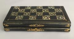 Victorian Papier Mache Mother of Pearl Chess and Backgammon Games Box - 1689676