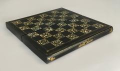 Victorian Papier Mache Mother of Pearl Chess and Backgammon Games Box - 1689677