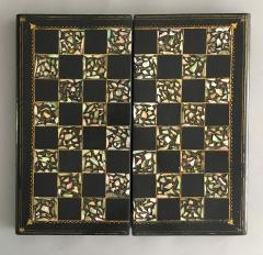Victorian Papier Mache Mother of Pearl Chess and Backgammon Games Box - 1689678