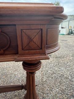 Victorian Period Walnut Bureau Plat Desk with Maroon Leather Top - 4432633
