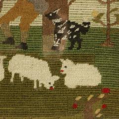 Victorian Petit Point Embroidery of a Shepherd with Sheep - 4422841