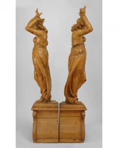 Victorian Pine Draped Female Figures - 4625909