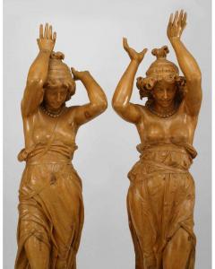 Victorian Pine Draped Female Figures - 4625912