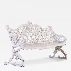 Victorian Revival Cast Aluminum Sleigh Form Garden Bench C 1950  - 4758434