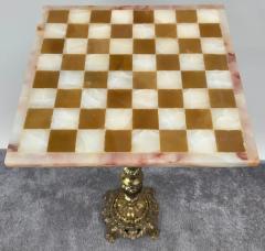 Victorian Revival Chess Table Pieces with Marble Top Bronze Base - 3851314