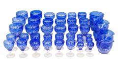 Victorian Sixty Piece Blue Cut To Clear Crystal Stemware - 4136923