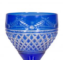Victorian Sixty Piece Blue Cut To Clear Crystal Stemware - 4136963