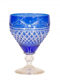Victorian Sixty Piece Blue Cut To Clear Crystal Stemware - 4136964