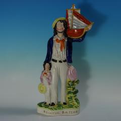 Victorian Staffordshire Pottery Begging Sailor Figure - 4527847