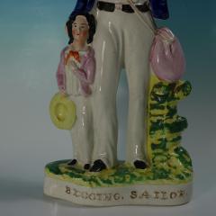 Victorian Staffordshire Pottery Begging Sailor Figure - 4527854