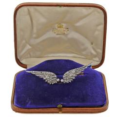 Victorian Sterling 14kt Diamond Tremble Wings Pin Tiara with Box 4 00ctw - 2470373