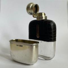 Victorian Sterling Silver and Crocodile Skin Hip Flask 1900 - 2488082
