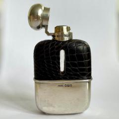 Victorian Sterling Silver and Crocodile Skin Hip Flask 1900 - 2488083