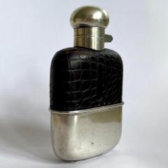 Victorian Sterling Silver and Crocodile Skin Hip Flask 1900 - 2488084