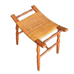 Victorian Style Oak and Rattan Stool - 3651672