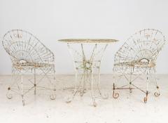 Victorian Style White Wirework Pair of Chairs and Cafe Table France 1960 - 3649726