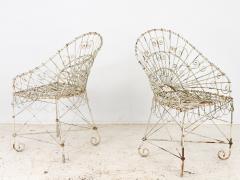 Victorian Style White Wirework Pair of Chairs and Cafe Table France 1960 - 3649729