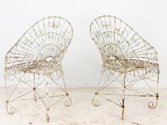 Victorian Style White Wirework Pair of Chairs and Cafe Table France 1960 - 3649730