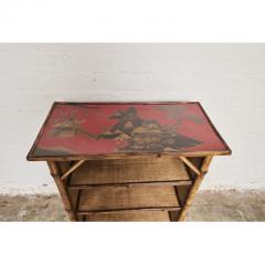 Victorian Tiger Bamboo Shelf with Lacquered top - 3435009