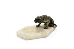 Victorian White Onyx Ashtray with Tiger - 4675502