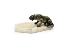 Victorian White Onyx Ashtray with Tiger - 4675503