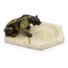 Victorian White Onyx Ashtray with Tiger - 4741785