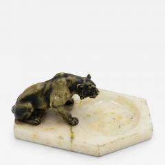 Victorian White Onyx Ashtray with Tiger - 4741790