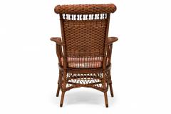 Victorian Wicker Armchairs with Semi Openwork Turned Backs and Floral Cushions - 2798458