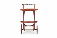 Victorian Wicker and Rouge Painted Rolling Tea Bar Cart - 4667802