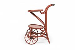 Victorian Wicker and Rouge Painted Rolling Tea Bar Cart - 4667803