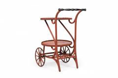 Victorian Wicker and Rouge Painted Rolling Tea Bar Cart - 4667804