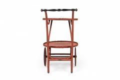 Victorian Wicker and Rouge Painted Rolling Tea Bar Cart - 4667805