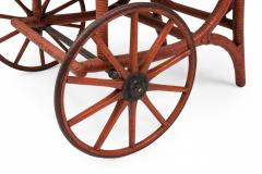 Victorian Wicker and Rouge Painted Rolling Tea Bar Cart - 4667809