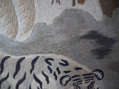 Victorian Wool Work Embroidered Picture of a Tiger - 1740980