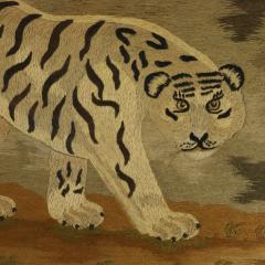 Victorian Woolwork Embroidered Picture of a Tiger - 4212579