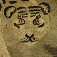 Victorian Woolwork Embroidered Picture of a Tiger - 4212584