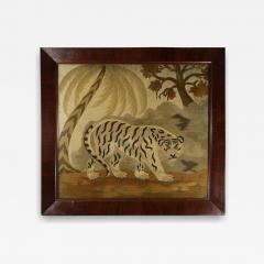 Victorian Woolwork Embroidered Picture of a Tiger - 4213940