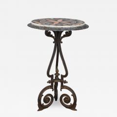 Victorian iron and marble inlay circular side table - 2266902