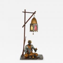 Viennese Orientalist cold painted bronze figurative lamp - 3944643