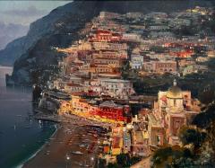 View of Positano Amalfi Coast Italy Oil on Canvas - 4526803