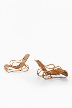 Viggo Boesen Pair of Scandinavian Modern Easy Chairs in Cane Rattan by Viggo Boesen 1940s - 4744299