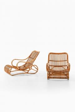 Viggo Boesen Pair of Scandinavian Modern Easy Chairs in Cane Rattan by Viggo Boesen 1940s - 4746193