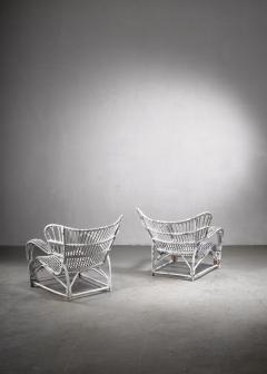 Viggo Boesen Pair of Viggo Boesen rattan lounge chairs for Wengler - 1860207