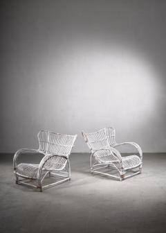 Viggo Boesen Pair of Viggo Boesen rattan lounge chairs for Wengler - 1860208