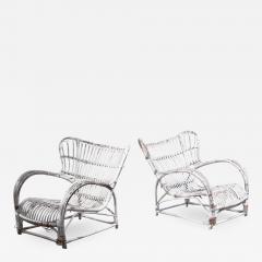 Viggo Boesen Pair of Viggo Boesen rattan lounge chairs for Wengler - 1861425