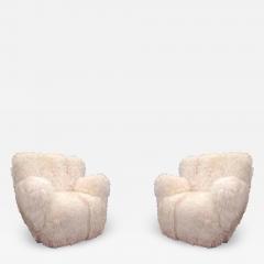 Viggo Boesen Viggo Boesen Pair of Hairy Club Chairs Covered in Sheep Skin Fur - 2336476