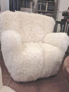 Viggo Boesen Viggo Boesen Pair of Hairy Club Chairs Covered in Sheep Skin Fur - 3343672