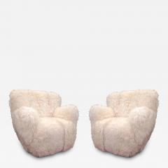 Viggo Boesen Viggo Boesen Pair of Hairy Club Chairs Covered in Sheep Skin Fur - 3345032