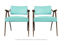 Viko Baumritter Mid Century Modern Blue Pair Armchairs Viko Baumritter 1959 USA - 2957283