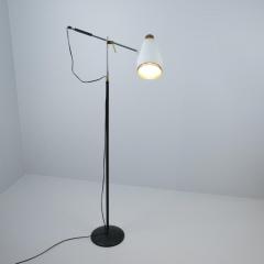 Viljo Hirvonen Floor Lamp H801 in Leather Brass Metal Valaistusty 1950s - 4289549
